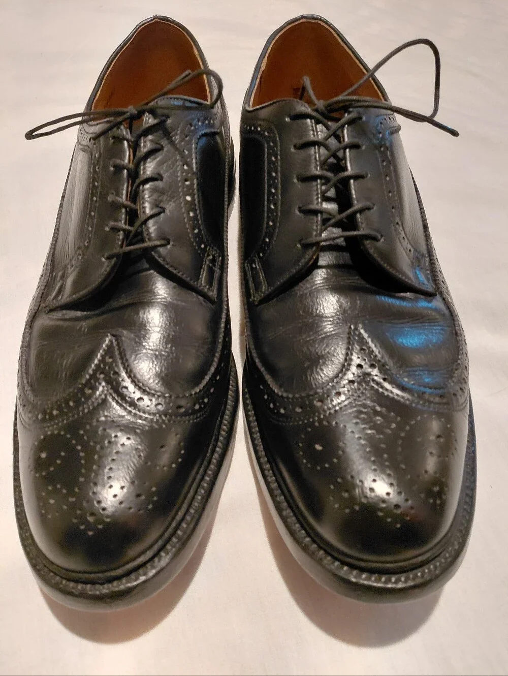 Vintage O'Sullivans Men’s Black Leather Wingtip Brogues Made In USA 50's 60's 12